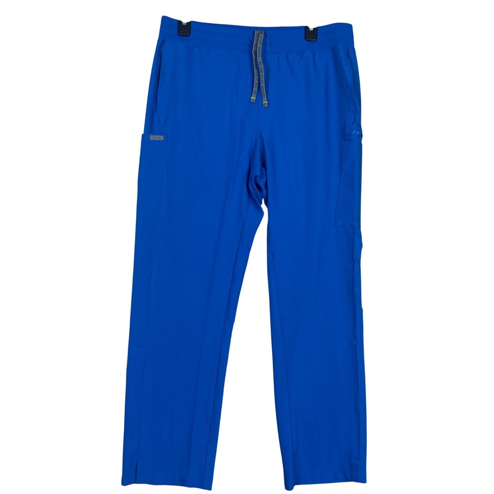 Landau Forward Scrub Set L Top PL Pants Stretch Royal Blue Cargo Medical Modern